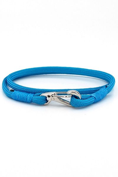 Solfera Blue Paracord Metal Hook Two Rows Wrap Men's Bracelet M011n