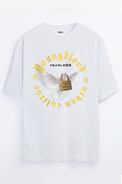 Grove Fashion Fearless Free Pigeon Printed Unisex Oversize T-shirt