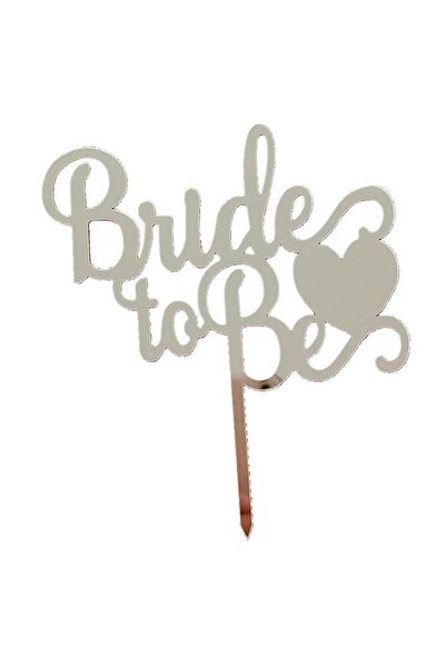 Parti dolabı Bride To Be Kalpli Aynalı Pleksi Pasta Süsü Gümüş
