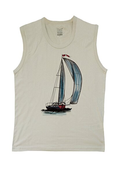 Raf Coll Tricou fără mâneci cu imprimeu digital pentru bărbați, culoarea pietrei