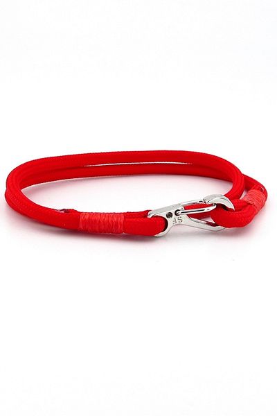 Solfera Red Paracord Metal Hook Two Rows Wrap Men's Bracelet M011n