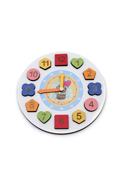 Genel Markalar Eğitici Ahşap Geometrik Puzzle Bultak Saat Oyuncak Saat