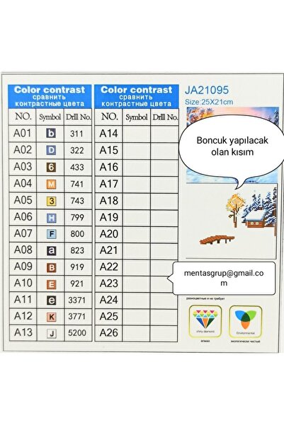 MENTAŞ Boncuklu Taşlı Mozaik Elmas Goblen Pano Tablo Resim Puzzle Dıamond Paıntıng 21x25-kış Manzara Modeli