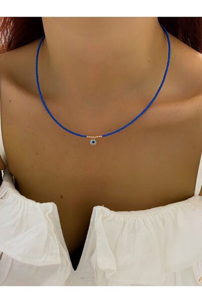 Everglow Jewelry Minimal Nazar Boncuklu Kolye Lacivert