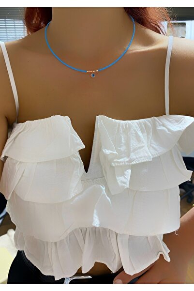 Everglow Jewelry Minimal Nazar Boncuklu Kolye Mavi