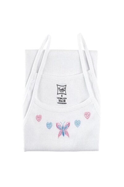 bejamonti Cureaua de frânghie albă pentru fete, bumbac cu nervuri brodate, pa...