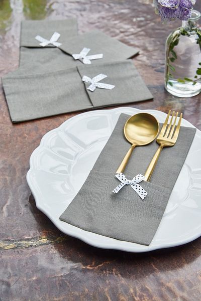 Emtory Home 6-Piece Smoked Duck Linen Spoon Holder