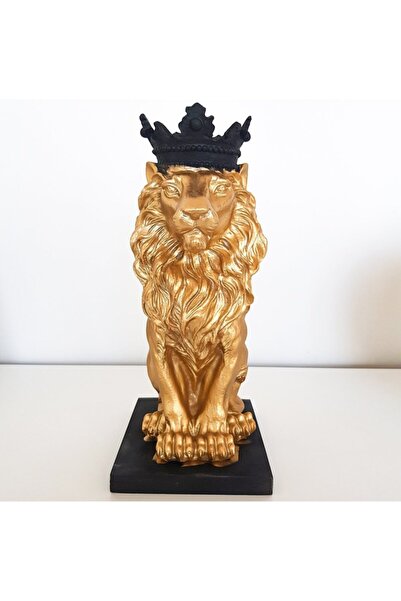 HELAL HEDİYELİK Büyük Boy Aslan Kral Biblo Heykel Dekoratif Obje (32x17cm)