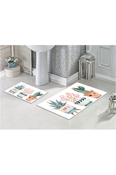 yok yok evim eve dair her şey Χαριτωμένο χαλάκι μπάνιου Cacti 2 Pack