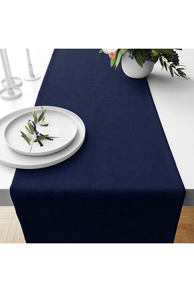 LUX VIE Runner 40*140 Cm Plain Thick Linen Woven Marine Table Cloth Runner