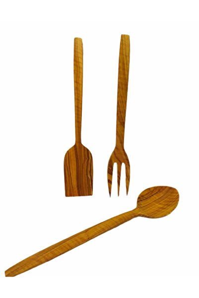 naturalife طقم ملاعق مصنوع يدويًا من خشب الزيتون مكون من 3 قطع