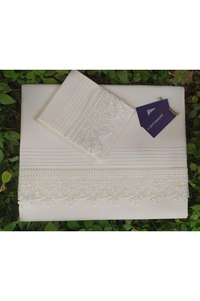 Çeyiz Bahçesi Σετ Παπλωματοθήκη με ραβδώσεις Dream Cream Διπλό Παπλωματοθήκη