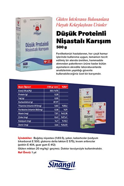 Sinangil Düşük Proteinli Nişastalı Karışım 500 gr 6 Adet Pkt.000389