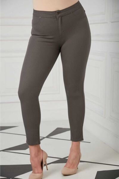 ESCBUTİK Pantaloni de damă din bumbac elastic cu talie înaltă, cu detaliu de ...