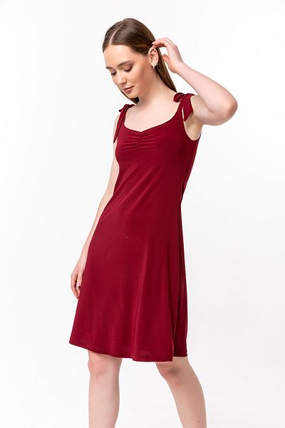 Laranor Burgundy Shoulder Strap Dress