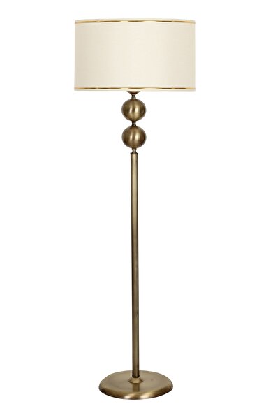 epifanio Eskitme Kaplama Crotone Metal Tek Ayaklı Lambader Gold Detaylı Mataro Vizon