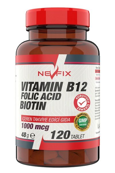 Nevfix Vitamin B12 1000 Mcg Folic Acid Biotin 120 Tablets