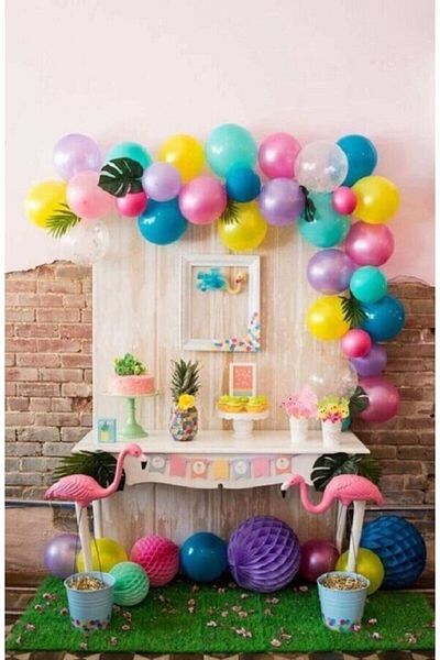 MERİ PARTİ Flamingo Concept 100 Balloons and Balloon Chain