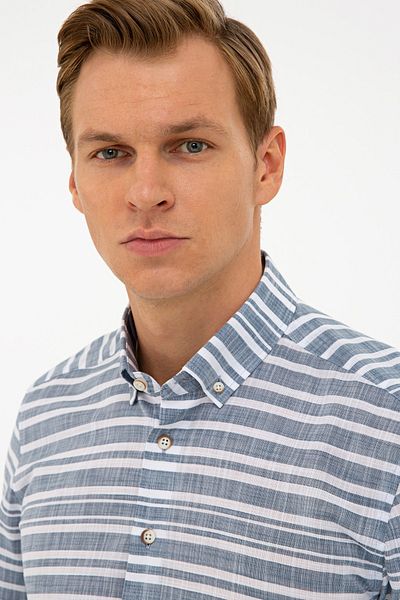 Pierre Cardin Πουκάμισο Navy Blue Slim Fit