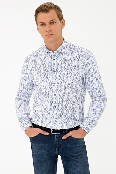 Pierre Cardin Μπλε Navy Slim Fit πουκάμισο