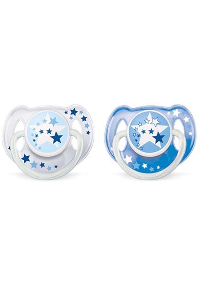 Philips Avent 0% Bpa False Pacifiers 6-18 Months Glow in the Dark Set of 2 Sc...
