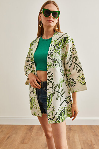 Olalook Green Casual Woven Women's Kimono - Ring KMN-00000049