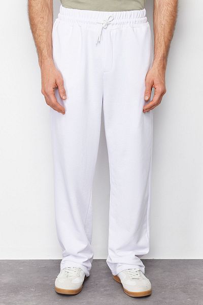 Trendyol Collection Υπερμεγέθη λευκό φαρδύ παντελόνι - TMNSS24EA00009