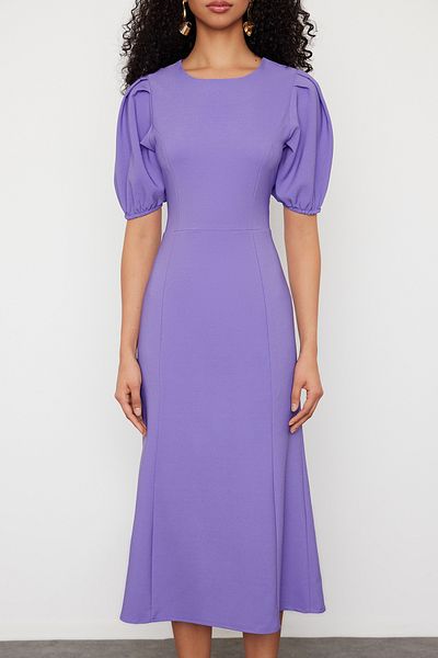 Trendyol Collection Rochie țesută Midi cu mâneci cu balon liliac TWOSS24EL00502