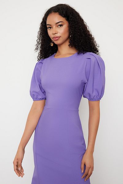 Trendyol Collection Rochie țesută Midi cu mâneci cu balon liliac TWOSS24EL00502