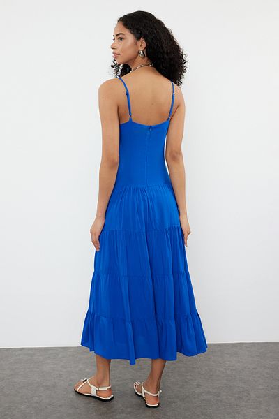 Trendyol Collection Fustă patinatoare Indigo Rochie țesută maxi din viscoză TWOSS24EL00801