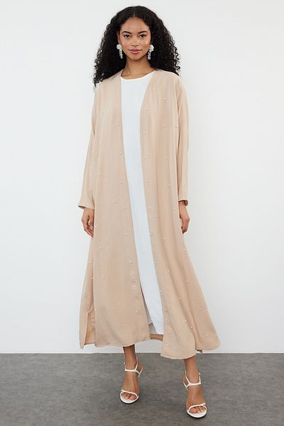 Trendyol Modest Gewebte Kappe mit Steinperlendetail - Ferace/Abaya TCTSS24KF00028