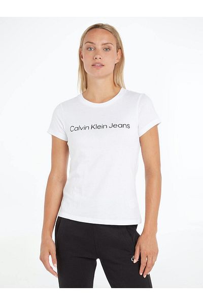 Calvin Klein Jeans Biała koszulka damska - J20J220253YAF