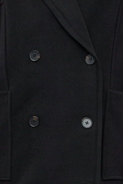 Trendyol Collection Soft Textured Black Regular Short Coat - Pocket Detailed Twoaw25kb00007