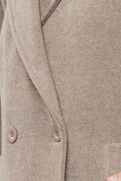 Trendyol Collection Παλτό Mink Midi - Διπλό στήθος μαλλί κανονική εφαρμογή TWOAW25KB00016