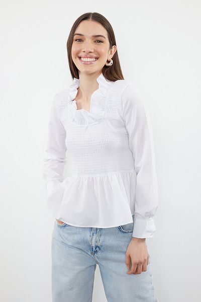 Trendyol Collection Ecru Elastic Ruffle Blouse - TWOSS24BZ00531