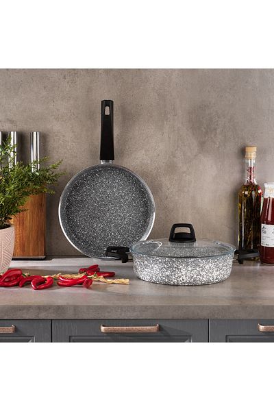 Schafer Flattened Pot 26Cm+26Cm Set with Vehicle+Gray