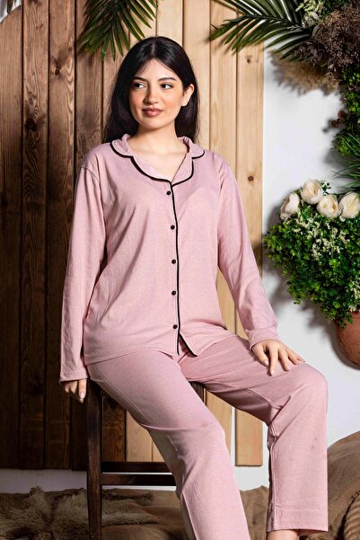 CALİA Long Sleeve Women's Pajama Set - Front Buttoned