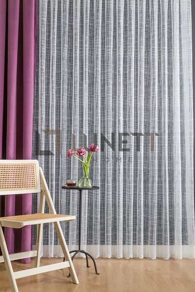 LUNETT HOME Hypatia Striped Sparse Pleated - 1x2 Tulle Curtain, For Living Room, Balcony and Kitchen