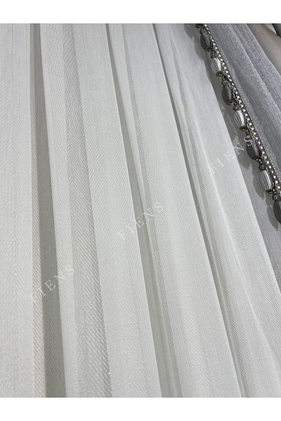 FİENS Fishback Light Silvery 1/2 Layer Medium Pleated Tulle Curtain Suitable for All Rooms No Ironing