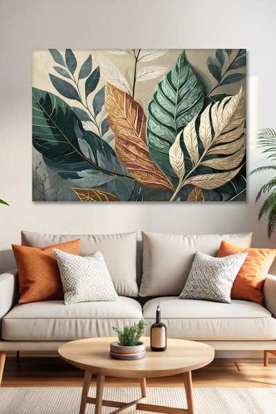 DECORIO HOME Büyük Yapraklar Kanvas Tablo - Modern Duvar Tablosu - Canvas Tablo - Duvar Dekorasyonu - Duvar Süsü