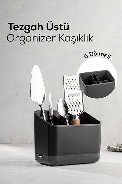 Vienev Οργάνωση κουταλιού Anthracite με 5 θήκες - Organizer πάγκου