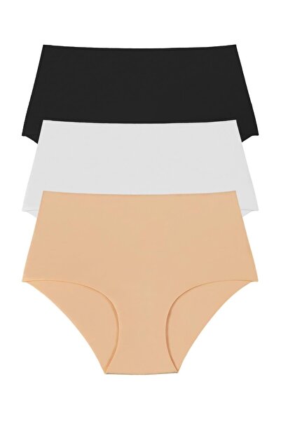 Sensu Set de 3 chiloți din bumbac, tăiați cu laser, fără sudură, cu talie înaltă, Kts2019