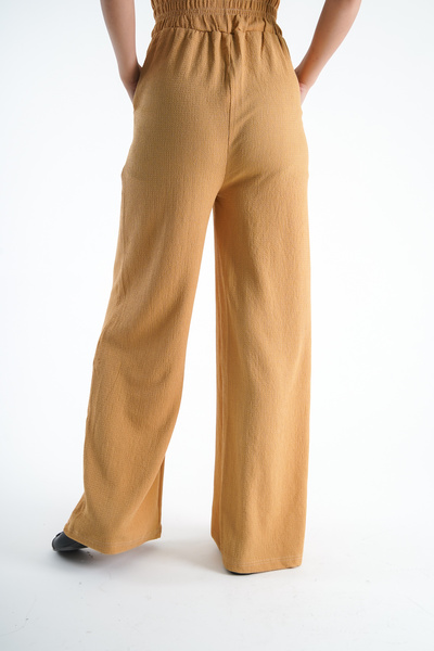 Moda Değirmeni Γυναικείο παντελόνι Camel Wrap - Φαρδύ πόδι, ελαστική μέση BG1194-323-0001