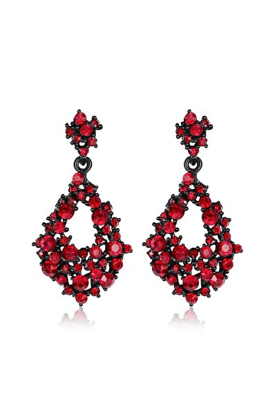Dora Accessories إسقاط على شكل أقراط فستان السهرة الحمراء المتدلية