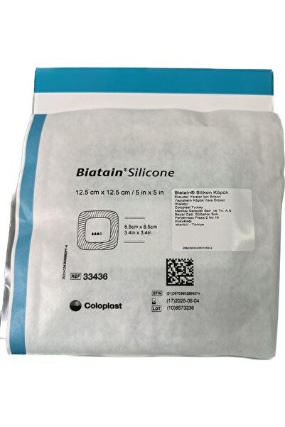 Coloplast Biatain Silikon Yapışkanlı Köpük Yara Örtüsü 12,5x12,5cm 5x5in 10 Adet 33436