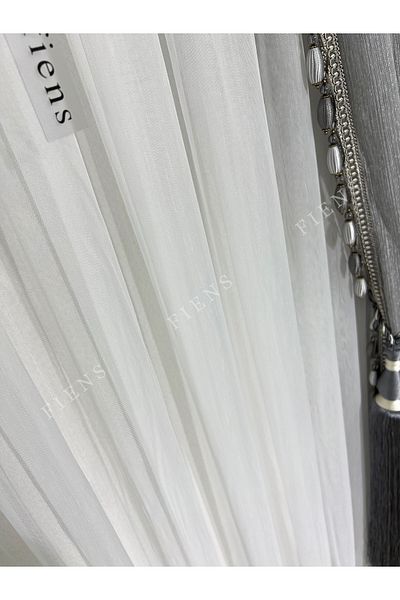 FİENS CROWN TTEMSTIL'S BAMBOO - Medium Pleated Tulle Curtain, 1/2 Layer, Ironing Free