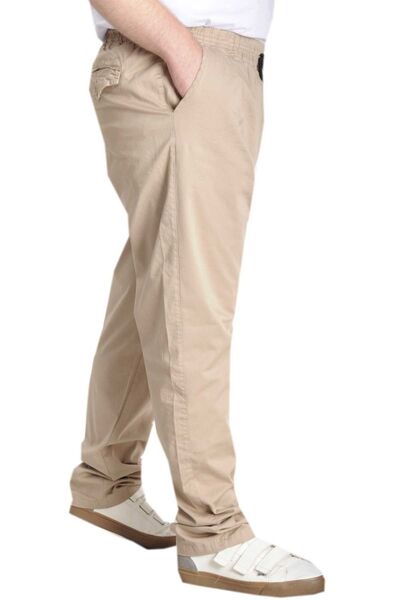 ModeXL مودا XL بنطلون كبير الحجم كتان جوجر ميلانو 21913 بيج