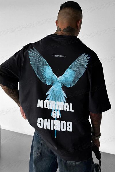 Teenage Millionaire Men's Black Regular Is Boring Crew Neck Oversize Casual T-Shirt