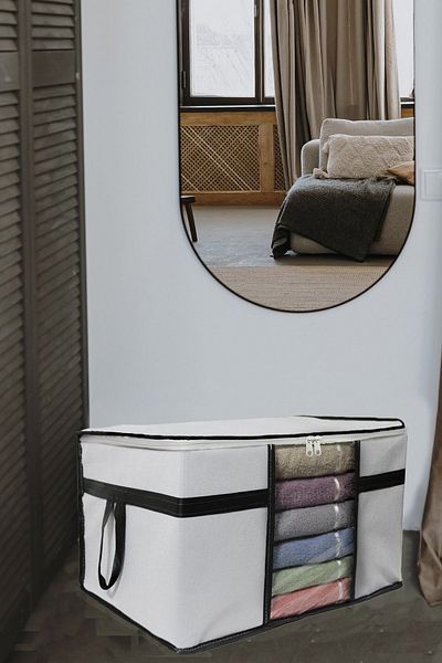 ADARYA HOME 5 τσάντες πουλόβερ με παράθυρο - 50x40x30 (ΛΕΥΚΟ)
