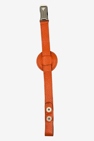 JMB Just My Baby Orange Leather Pacifier Strap - Reversible and Heart Figure